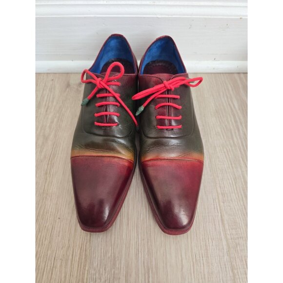 Paul Parkman Cap toe Multicolor Burnish Leather Oxford Dress Shoes 43 9.5 10 - Picture 7 of 12